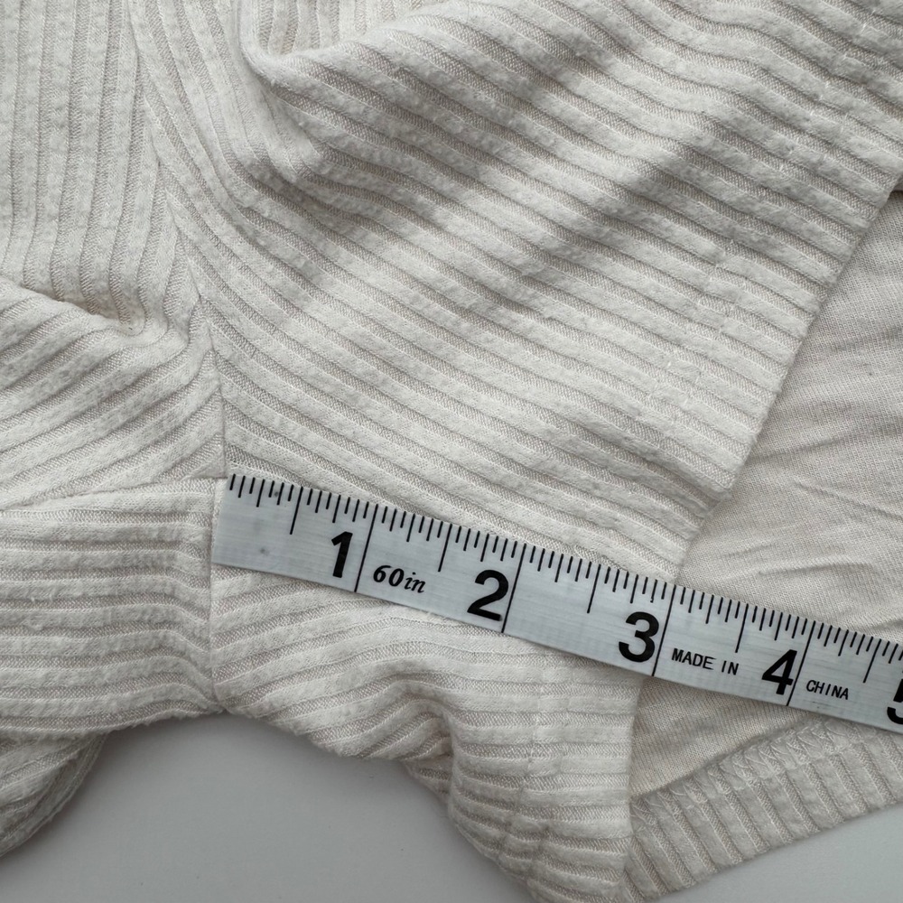 Allfenix Ribbed Knit Lounge Shorts Oatmeal Cream Beige Elastic Waist Pockets L - Picture 7 of 7